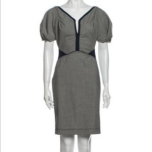 Zac Posen Z Spoke Blue and Gray Houndstooth Sheath Dress